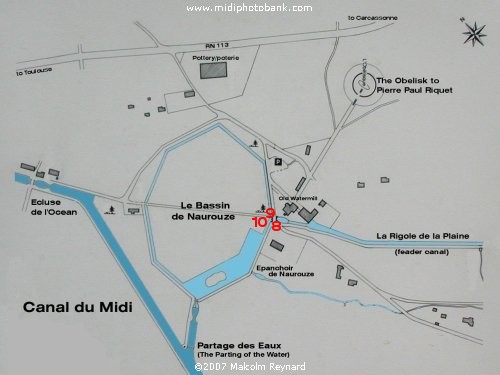 Canal du Midi Map - Seuil de Naurouze