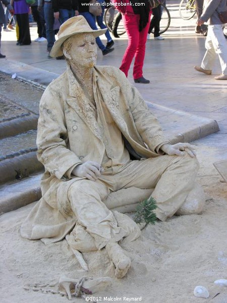 "Human Statue" in the Place de la Comedie, Montpellier