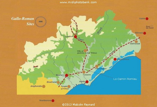 Chemin de Compostela - Pinet à St Thibéry sur Lo Camin Romieu - Via Domitia
